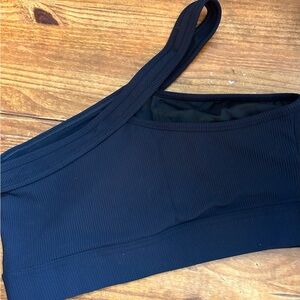 Black One-Shoulder Ribbed Top